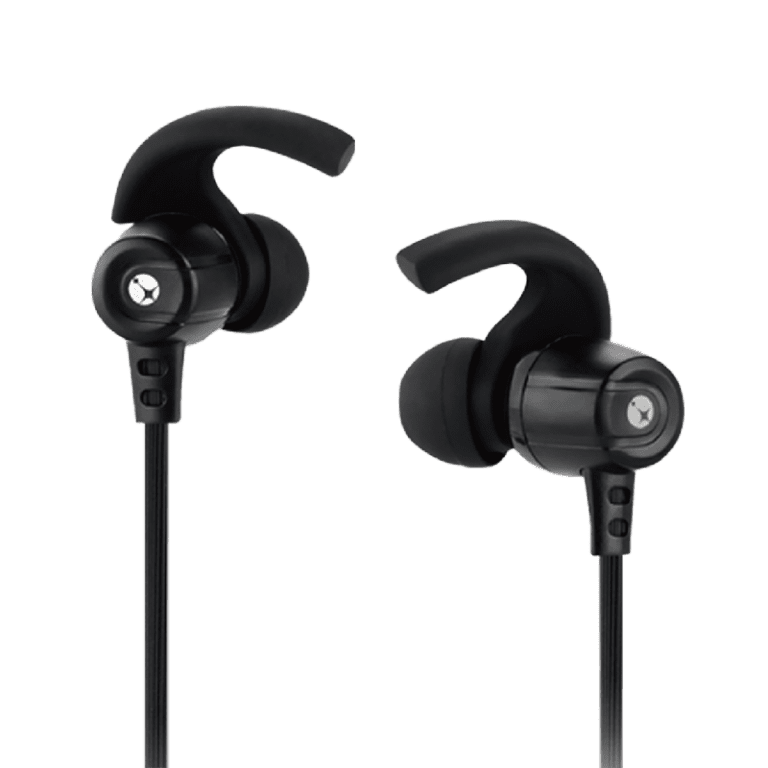 an image shows the earphone of sports bluetooth earphone, highlighting its compact design